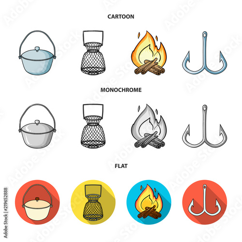 Catch, hook, mesh, caster .Fishing set collection icons in cartoon,flat,monochrome style vector symbol stock illustration web.