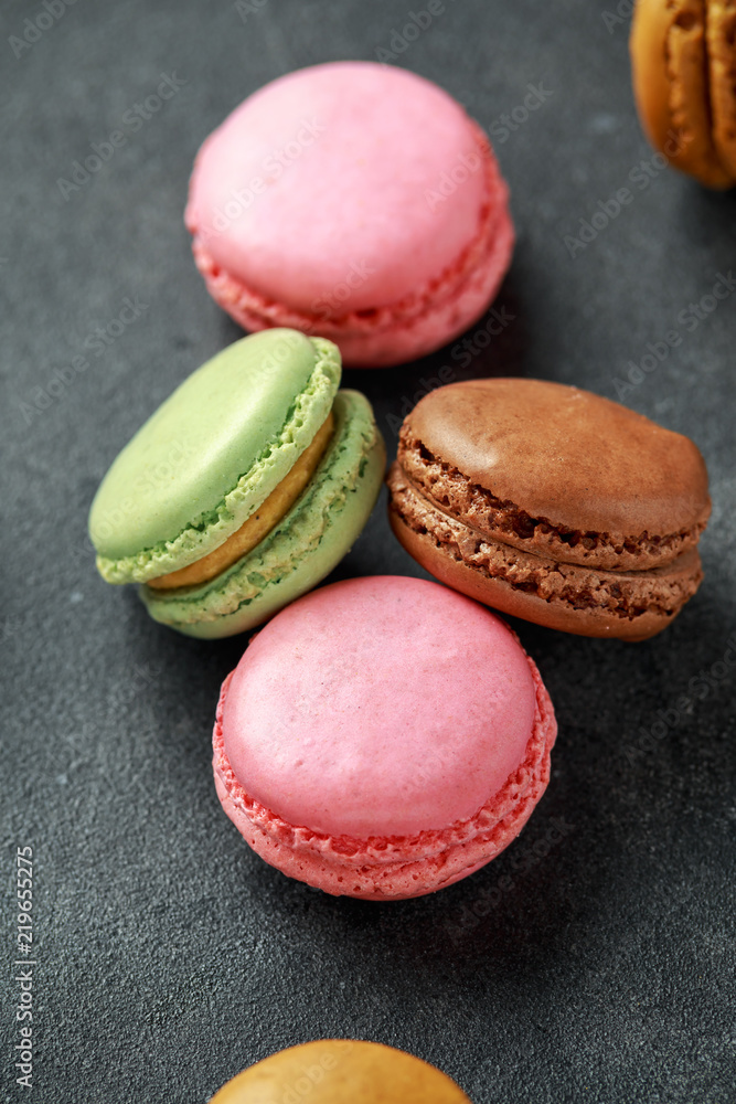 Sweet colorful macarons dessert, almond cake, cookies. selected focus. Sweet colorful macarons dessert, almond cake, cookies. selected focus.