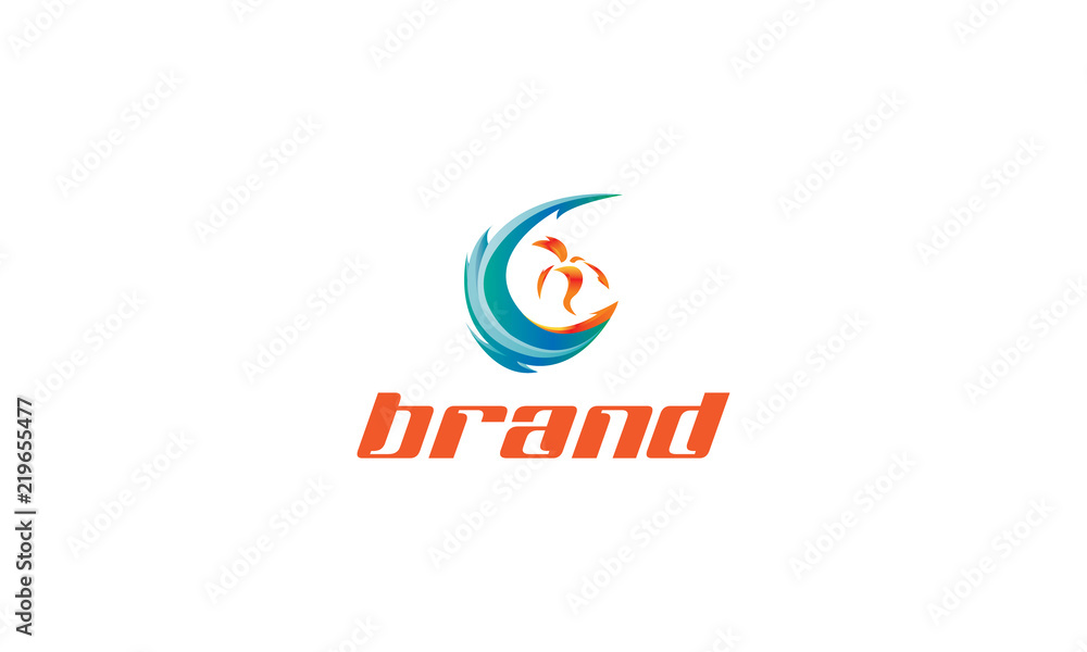 Obraz premium Fire Surfer vector logo image