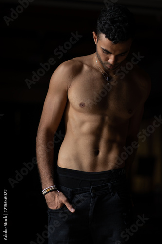 Young shirtless man