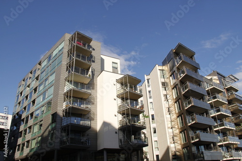 Canvas Print Immeuble moderne du quartier de Tjuvholmen à Oslo, Norvège