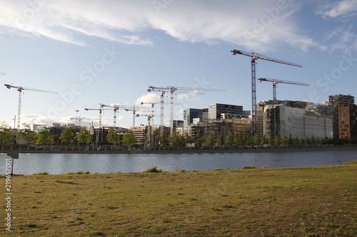 Canvas Print Grues de chantier à Oslo, Norvège