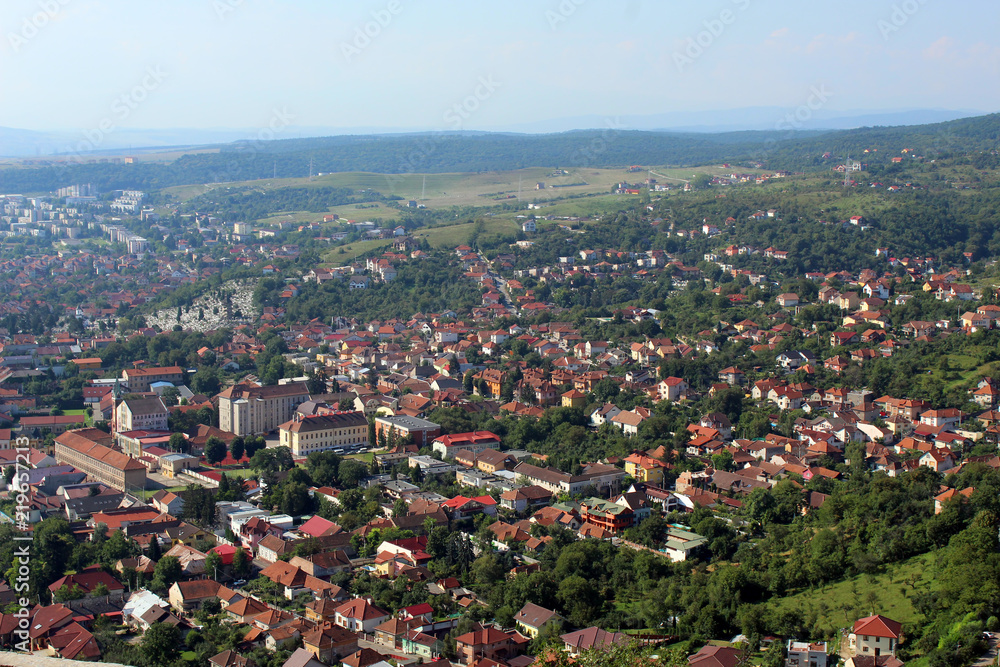 Panoramic view of Deva City, Romania