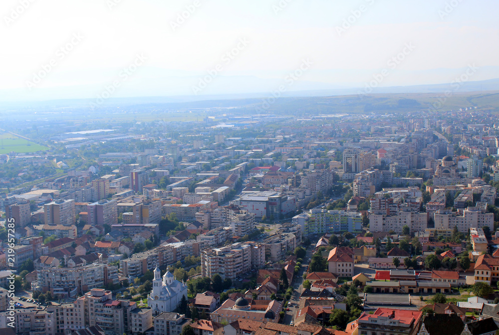 Panoramic view of Deva City, Romania