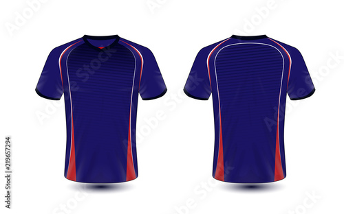 Blue and red layout e-sport t-shirt design template