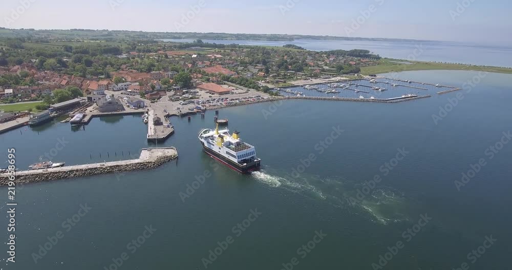 The ferry is close to the port Camera Track From Left To Right Wide Shot The ferry is close to the port Camera Track From Left To Right Wide Shot