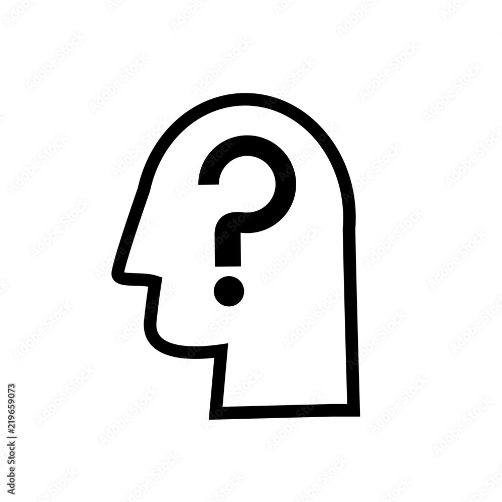Head idea and question mark icon vector Head idea and question mark icon vector