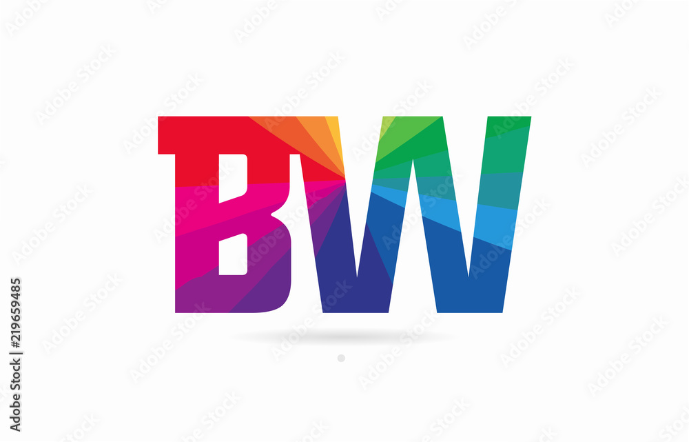 rainbow colored alphabet combination letter bw b w logo design rainbow colored alphabet combination letter bw b w logo design