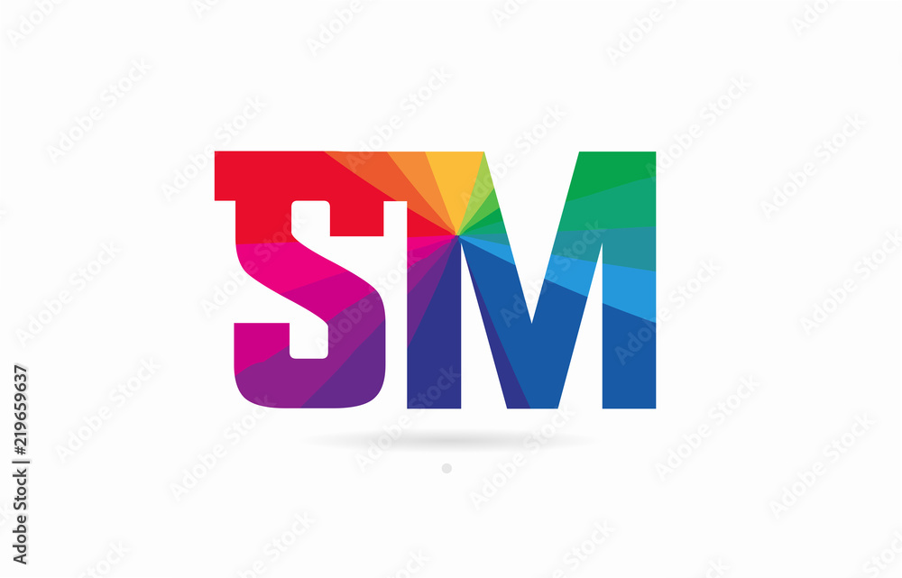 rainbow colored alphabet combination letter sm s m logo design rainbow colored alphabet combination letter sm s m logo design
