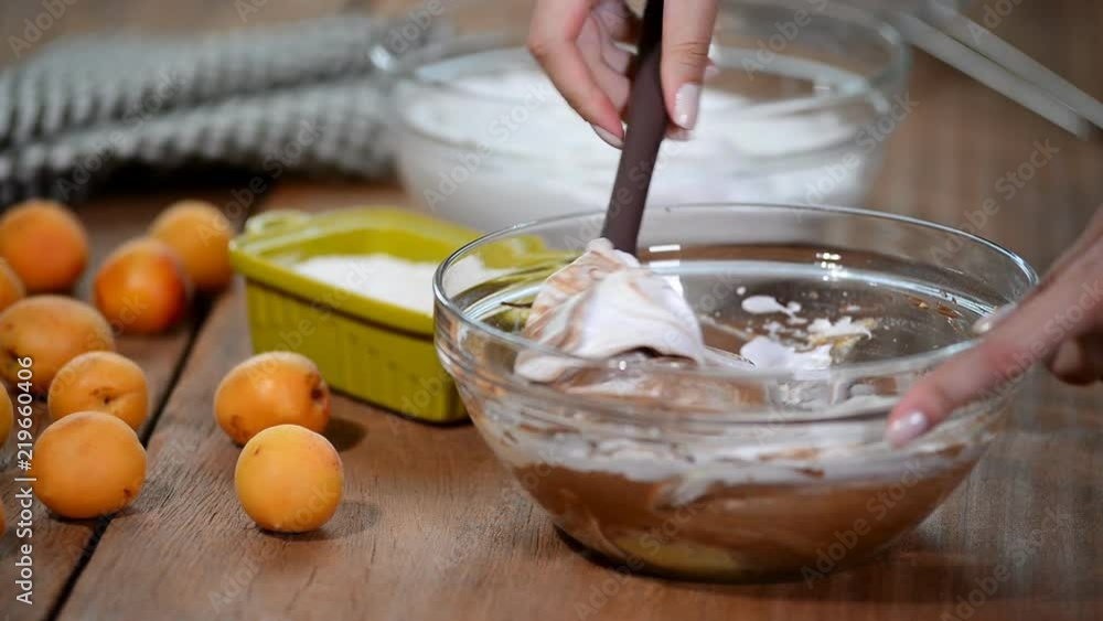 The process of making chocolate batter. Making cake The process of making chocolate batter. Making cake