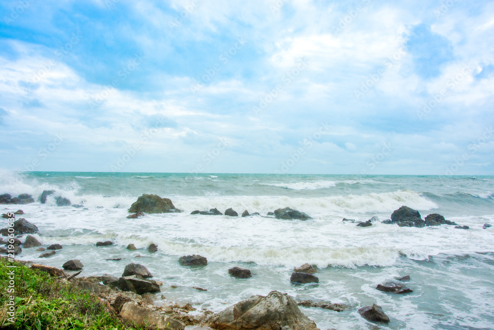 sea wave and rock cosat line sea wave and rock cosat line