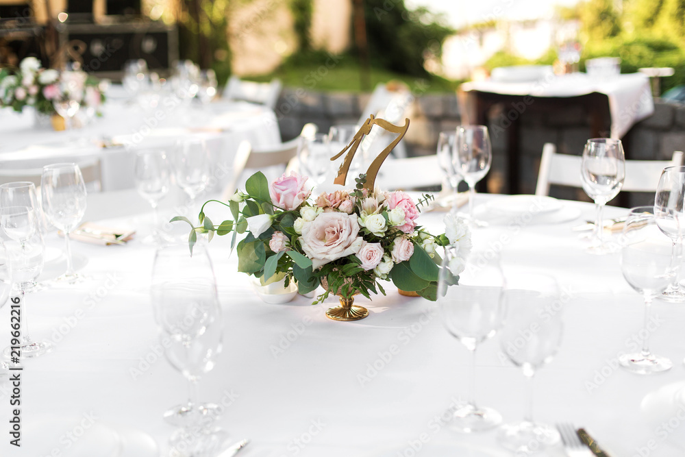 wedding table setting and decorated with flowers wedding table setting and decorated with flowers