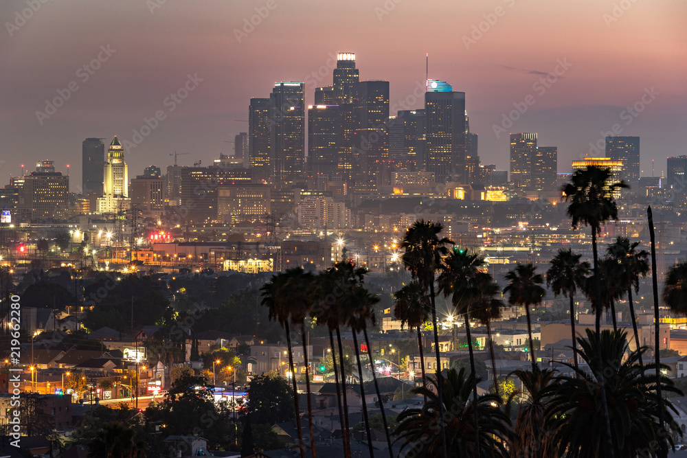 Fototapeta premium Los Angeles downtown evening skyline