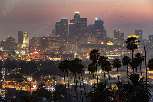Los Angeles downtown evening skyline