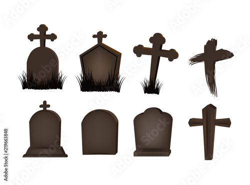 Grave marker set for object halloween day