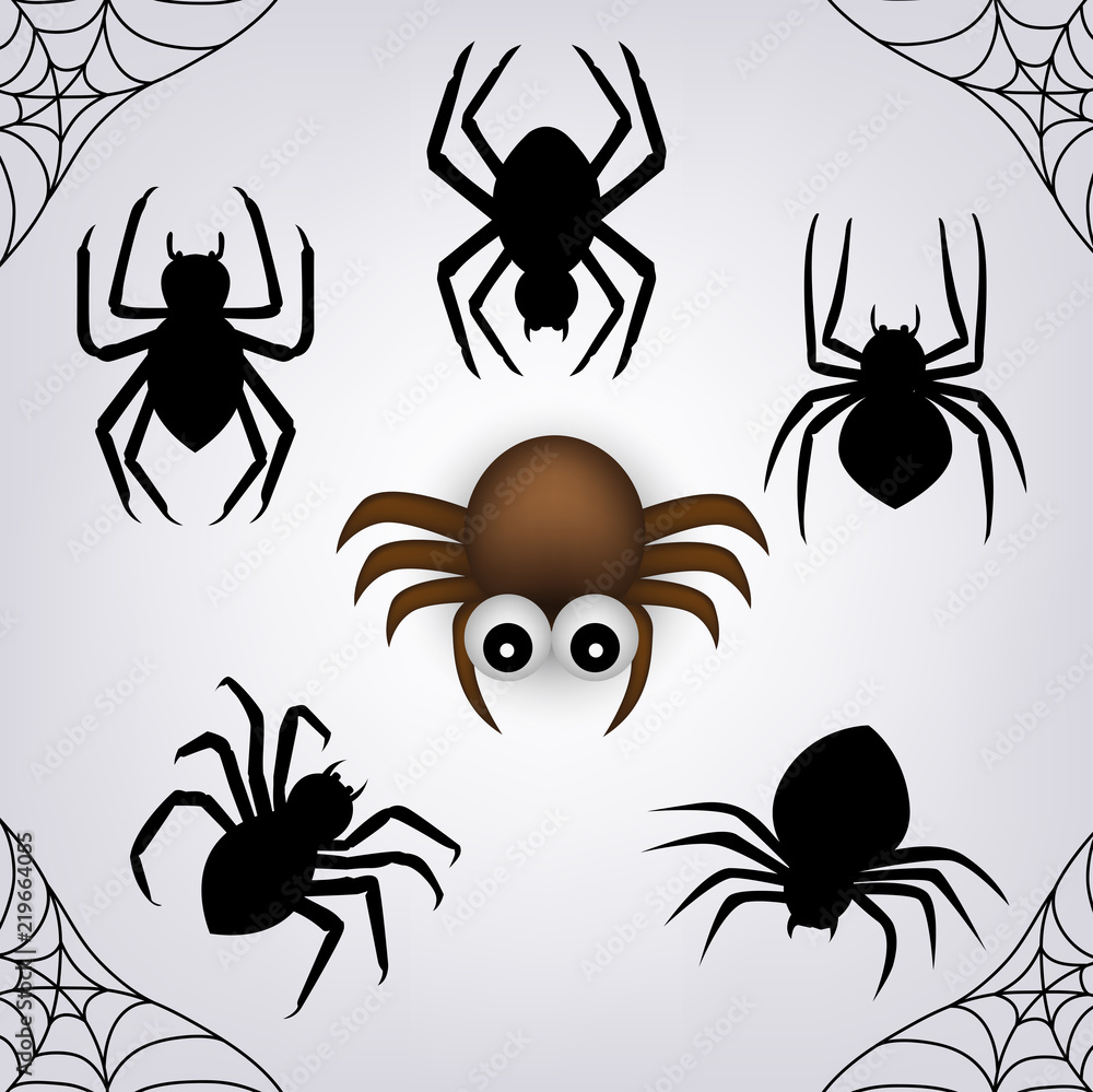 Spider set for object halloween day