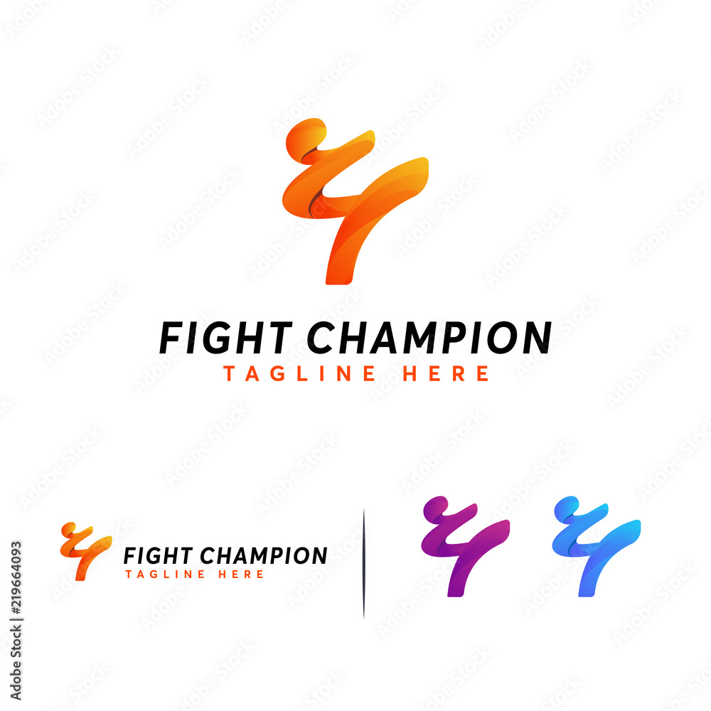 mareridt kaos Print Fight Champion logo designs concept vector, Fight Club Karate Kickboxing  Taekwondo Logo design vector template Stock Vector | Adobe Stock