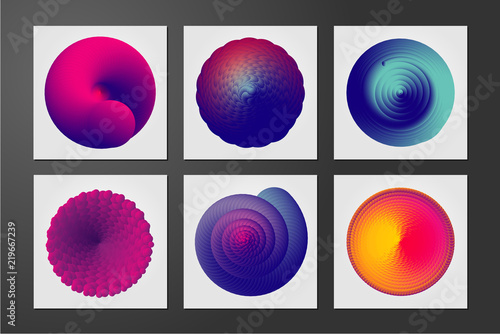 Abstract form with curl lines and vibrant color gradient. Color vortex. Minimalistic cover design template with spiral shell.
