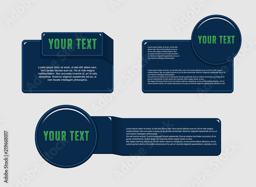 Set of glossy sleek banner with title and body text template background panel