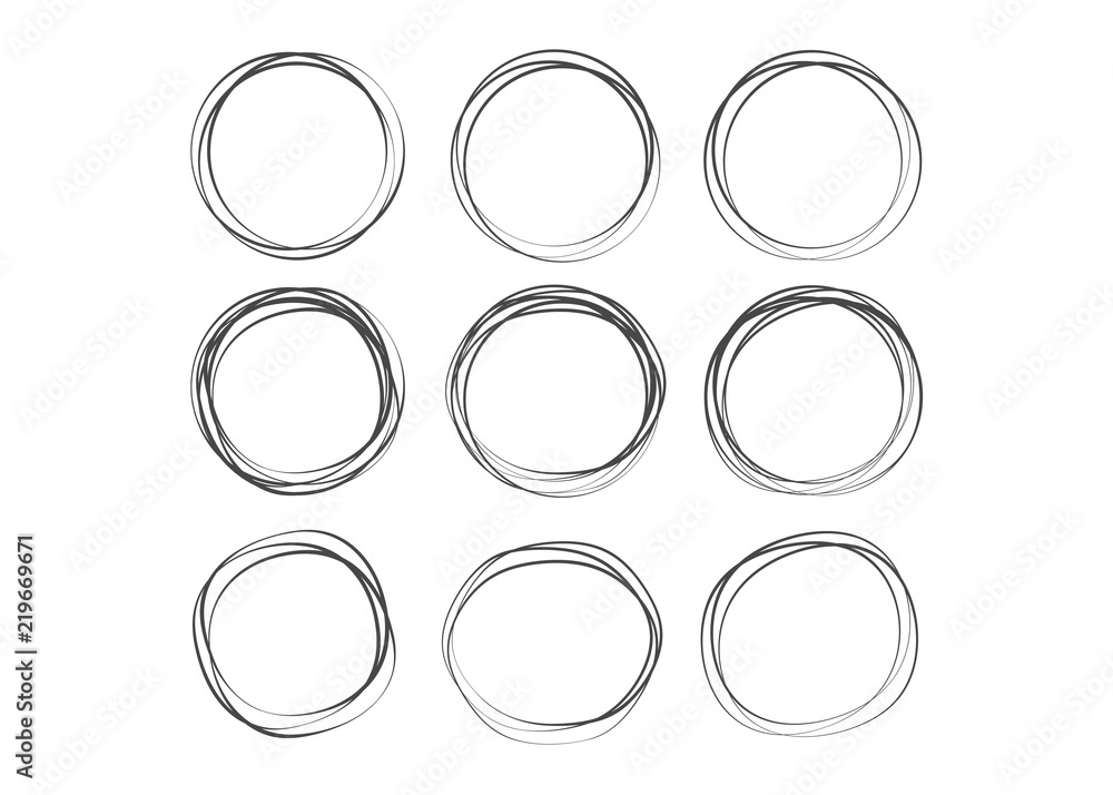Doodle sketched circles. Doodle circle ring sketch Doodle sketched circles. Doodle circle ring sketch