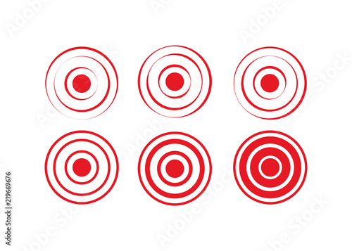 Pain red rings to mark. icon pain. Aim health icon pain