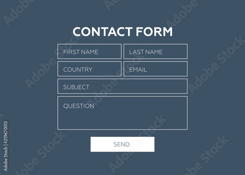 Contact form. Web element. Contact form vector template