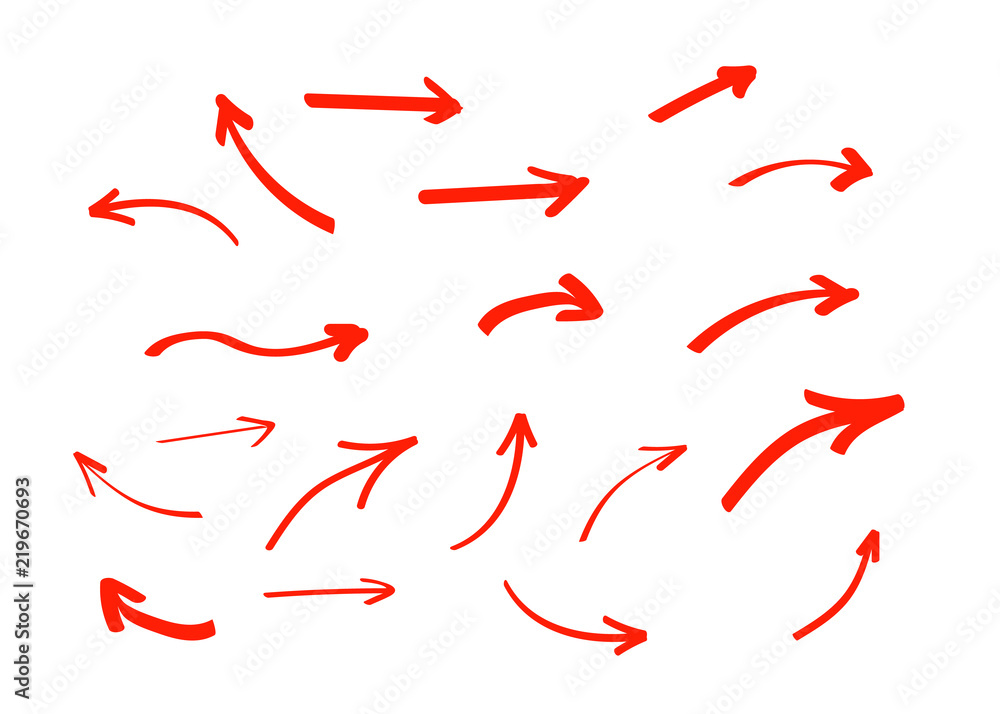 Set of hand drawn arrows. Arrows doodle set Set of hand drawn arrows. Arrows doodle set