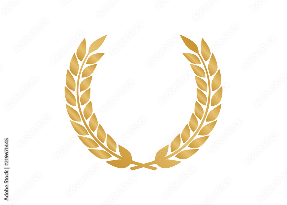 Vector gold laurel. Laurel wreath award and golden ribbon. Stock Vector