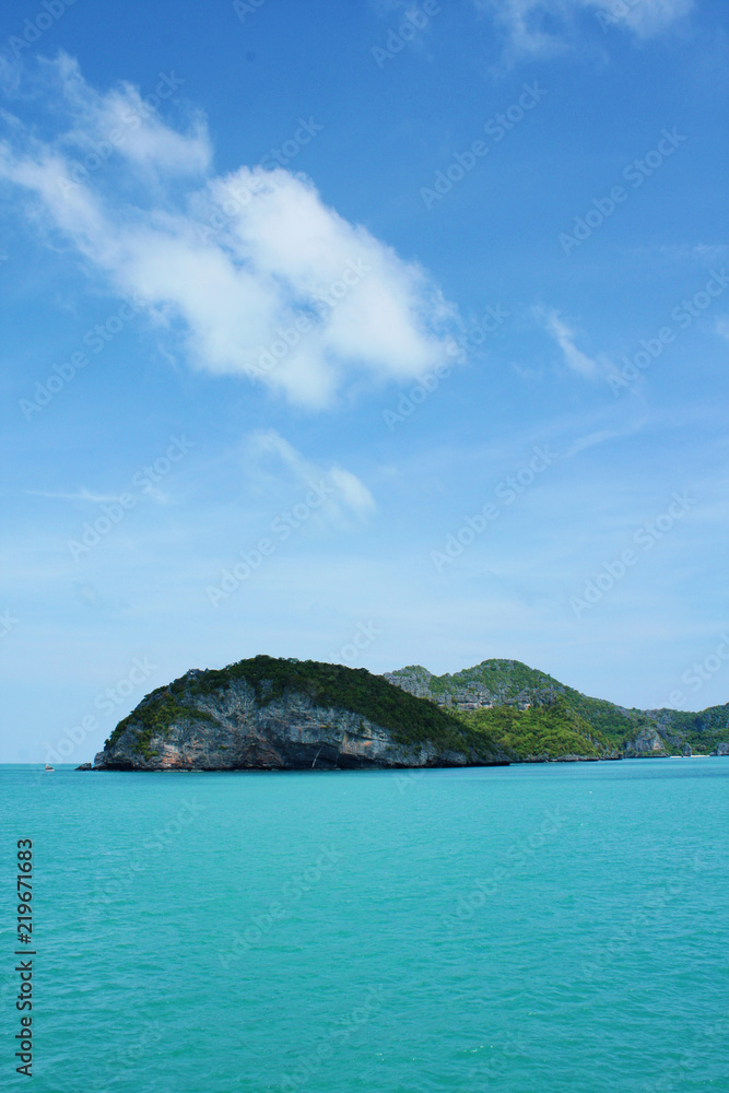 Beautiful landscape of tropical island with blue sea and mountain beach in Thailand.Koh-Samui at Surat Thani Province, Thailand