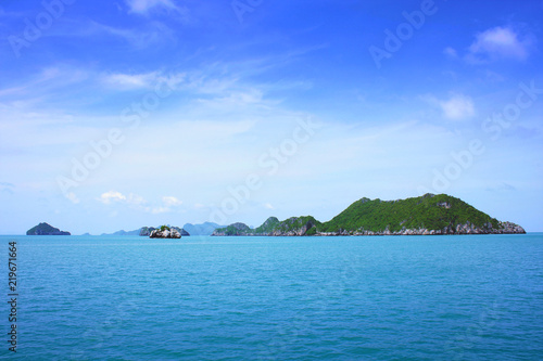 Beautiful landscape of tropical island with blue sea and mountain beach in Thailand.Koh-Samui at Surat Thani Province, Thailand