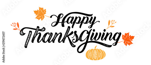 Happy Thanksgiving typography poster. Celebration text , badge. Vector calligraphy
