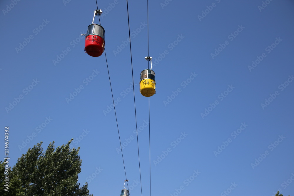 Skyride in the daylight with a clear blue sky Skyride in the daylight with a clear blue sky