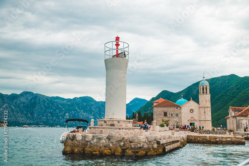 Fototapeta Naklejka Na Ścianę i Meble -  tourist at our lady island in montenegro