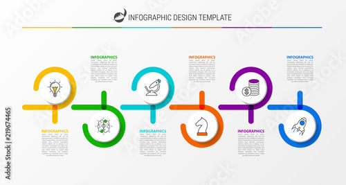 Infographic design template. Timeline concept with 6 steps
