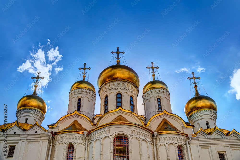 Iconic Cathedral Domes of the Kremlin in Moscow