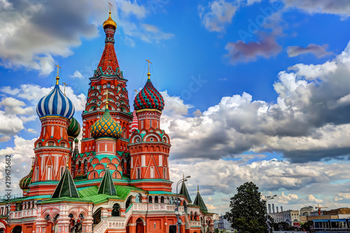St Basil's Cathedral in Red Square against blue skies