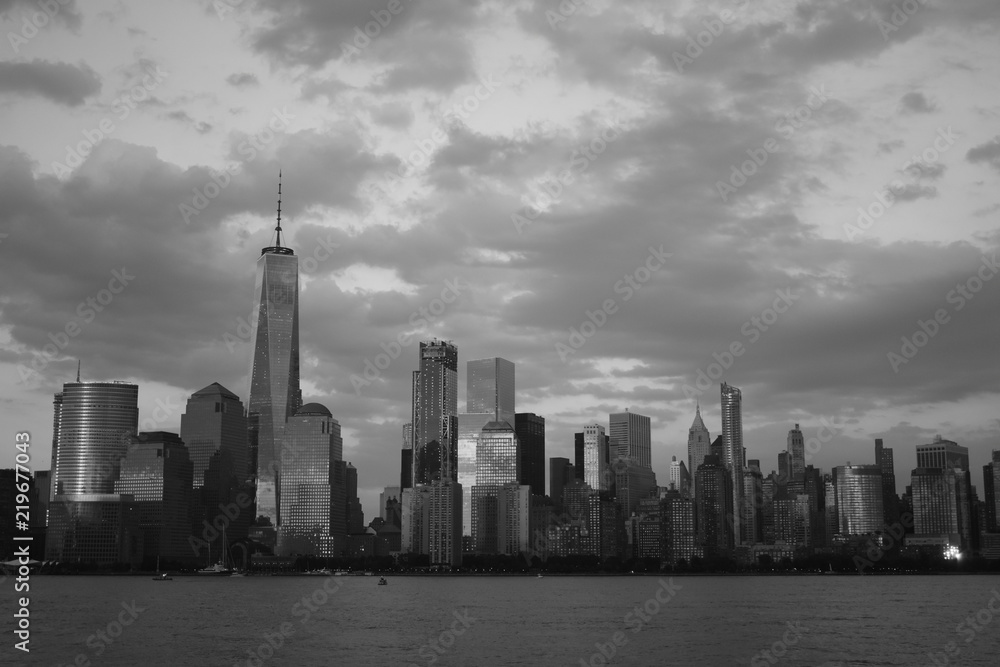 Fototapeta premium skyline, city, manhattan, landscape, black and white