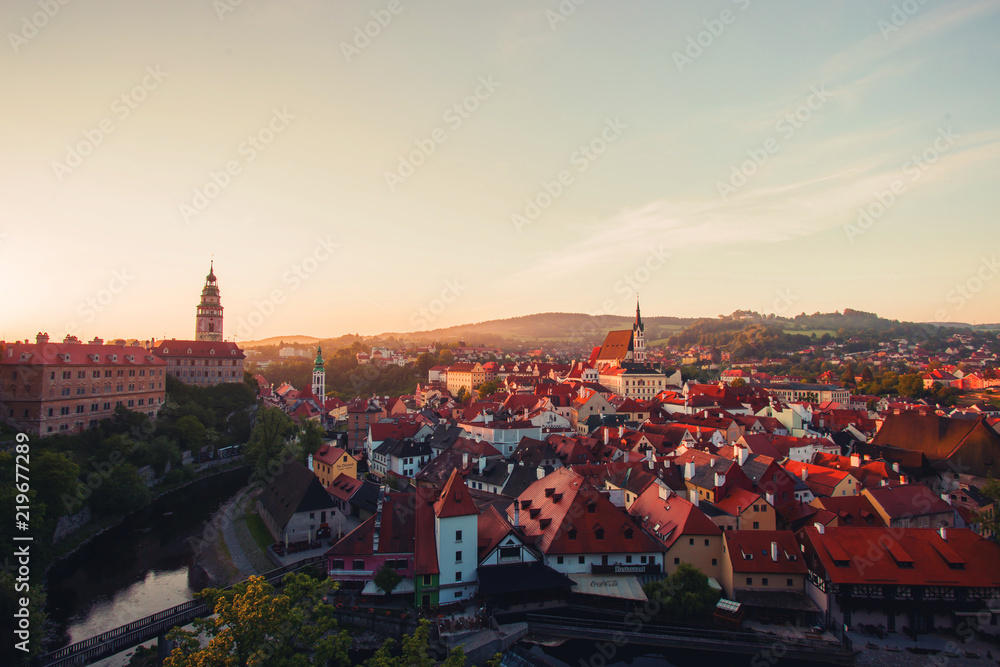 Beautiful view the old Town of Cesky Krumlov, Czech Republic.UNESCO World Heritage Site.