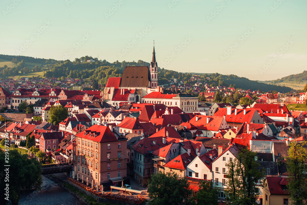 Fototapeta premium Beautiful view the old Town of Cesky Krumlov, Czech Republic.UNESCO World Heritage Site.