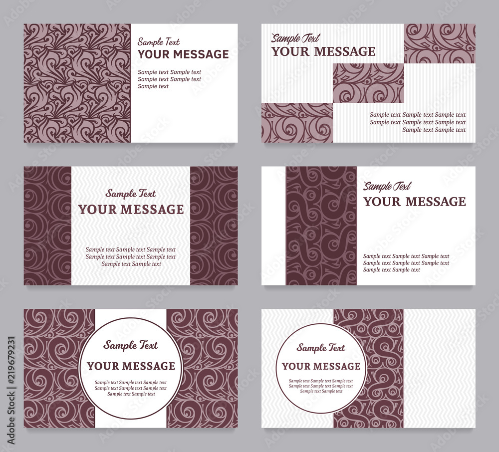 Vector floral vintage invitations, business cards or announcements