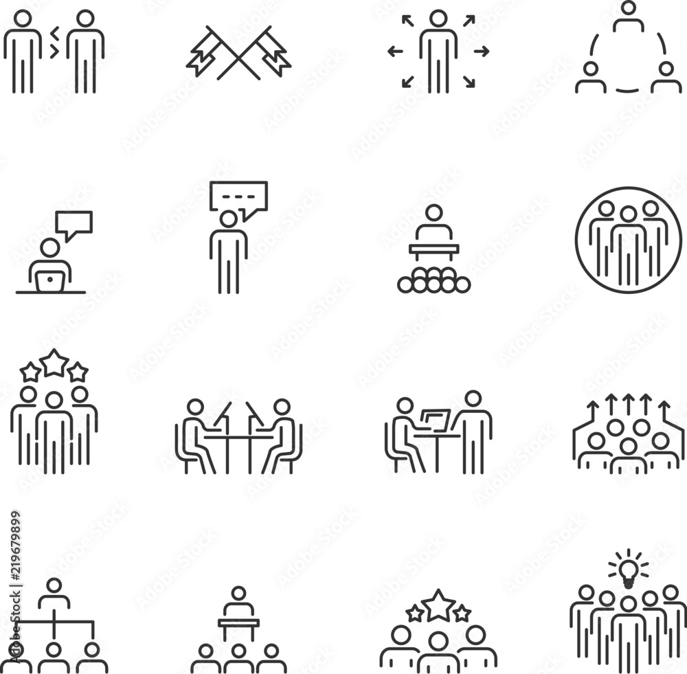 People Icons Line work group Team Vector, Business Meeting Communication. People Icons Line work group Team Vector, Business Meeting Communication.