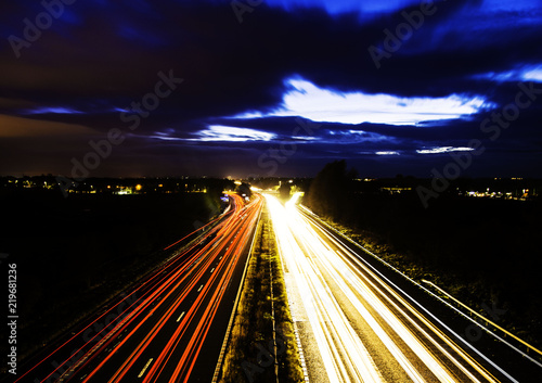 Motorway traffic night time in the UK, long exposure. © s99