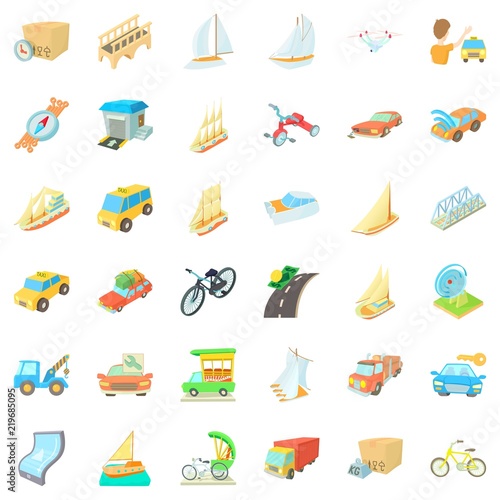 Traffic icons set. Cartoon style of 36 traffic vector icons for web isolated on white background