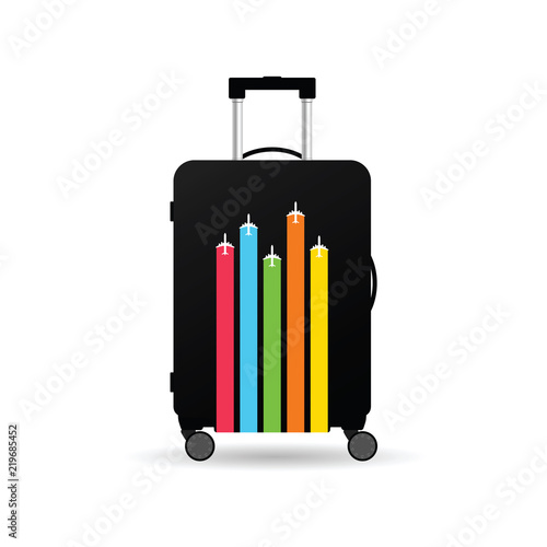 travel bag with airplane on it illustration
