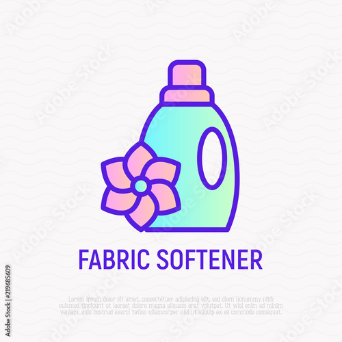 Bottle of fabric softener thin line icon. Modern vector illustration.