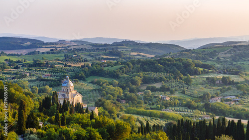 Church of San Biagio and Landscape near Montepulciano, Italy photo