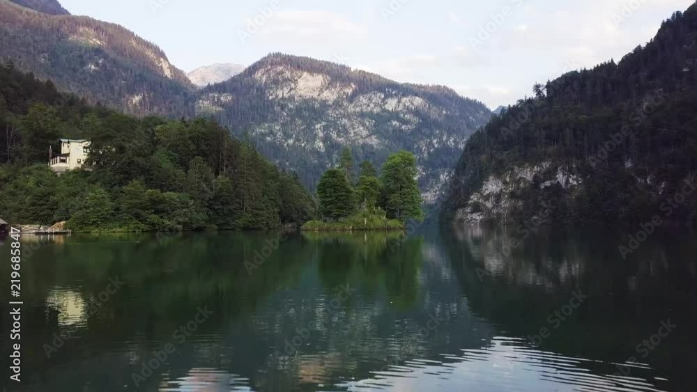 Beautiful view of the Konigsee lake near Jenner mount in Berchtesgaden National Park, Upper Bavarian Alps, Germany, Europe. Beauty of nature concept background aerial drone video Beautiful view of the Konigsee lake near Jenner mount in Berchtesgaden National Park, Upper Bavarian Alps, Germany, Europe. Beauty of nature concept background aerial drone video