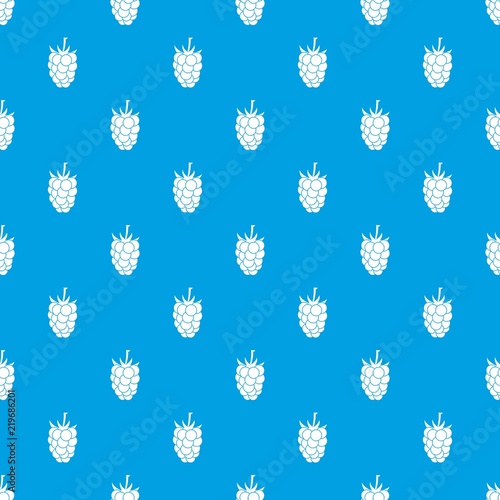 Blackberry fruit pattern repeat seamless in blue color for any design. Vector geometric illustration