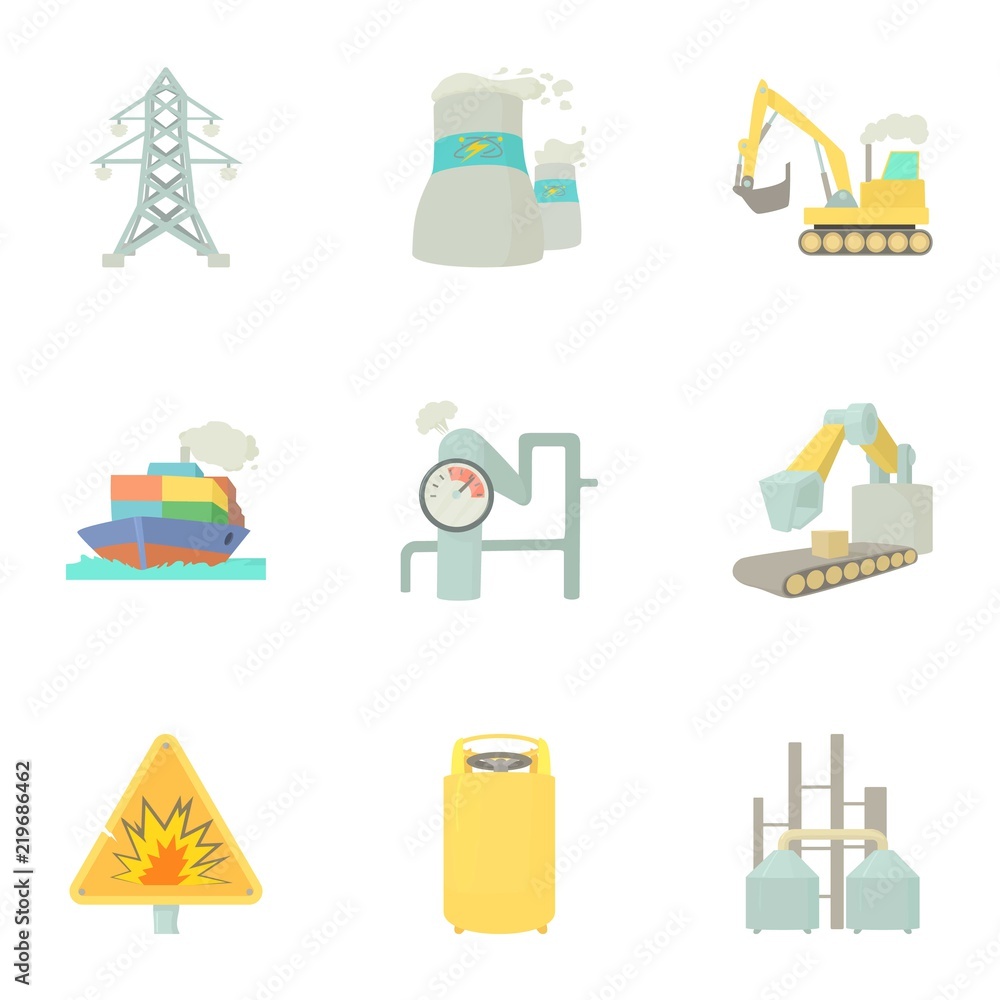 Industry icons set. Cartoon set of 9 industry vector icons for web isolated on white background Industry icons set. Cartoon set of 9 industry vector icons for web isolated on white background