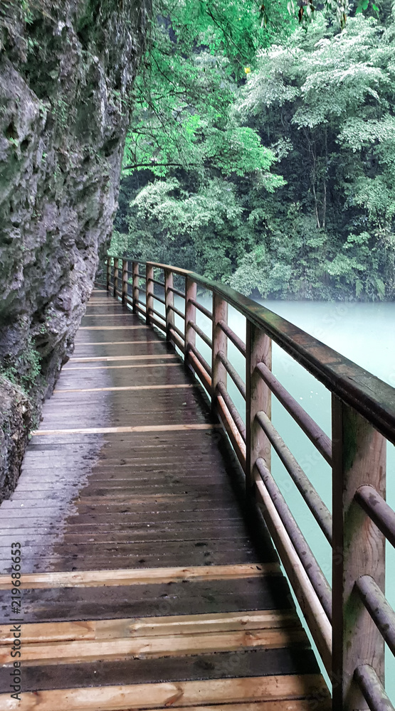 Fototapeta premium Grand Canyon Glass Bridge hiking trail trip at Wulingyuan-Zhangjiajie, China